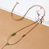 Colgante hecho a mano DIY con cordón de cuero, accesorio ajustable para hombre, colgante de jade, cordón para clavícula, cadena para suéter para mujer