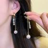 Aretes de borla de circonio de garra de alta calidad con aguja de plata 925 para mujer, temperamento de nicho de lujo ligero, aretes largos, aretes adelgazantes para rostro redondo