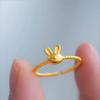 Anillo de Oro de Arena Vietnamita para Mujer, Diseño de Nicho, Anillo Vivo de Conejo de Jade que No se Desvanece, Joyería Imitación Oro Ajustable