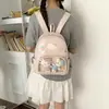 Nova Mochila Transparente com Bolso de Bolinhas e Gatinho Estilo Coreano para Alunos do Ensino Médio e Estilo Pai e Filho, Mochilas Femininas Atacado