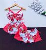 Fabricante de lencería autoproducido y vendido en stock traje de camisón sexy con tirantes estampados entrega de 1 pieza