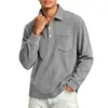 Camisa de veludo cotelê de cor sólida listrada com lapela para homens, de trabalho pesado, europeia e americana, com botões, casual, esportiva, roupas masculinas retrô, camiseta