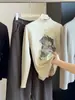Suéter de Punto de Manga Larga con Estampado de Gato y Cuello Medio Alto Estilo Coreano para Mujer 26 Novedad de Otoño Reductor de Edad Ajustado Capa Interior Capa Base Top