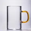 Taza de Agua de Vidrio Resistente a Altas Temperaturas al por Mayor con Asa Taza de Té Casera para Jugo Leche Taza Redonda Transparente Espesa Taza para Té Verde