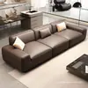 Sofá de Vaca Negra Grande XiaTu, Sofá Cubo Negro, Sofá de Cuero Minimalista Moderno para Sala de Estar del Hogar, Nuevo Modelo 2024 Madera