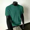 Nuevo Suéter de Punto de Cuello Redondo para Hombre Primavera/Verano 2026 Multicolor Holgado Estilo Old Money Camiseta de Punto de Manga Corta