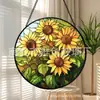 Pingente de vidro de girassol dourado transfronteiriço, decoração colorida para casa, decoração de janela, apanhador de sol para jardim