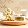 Pasteles de Luna Serie Dorada Montaña de Durazno, Caja de Regalo de Repostería Estampada Estilo Chino, Suministro Mayorista de Fábrica de Pasteles de Luna de Mediados de Otoño
