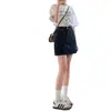 Falda Corta de Mezclilla Azul Oscuro para Mujer Cintura Alta Verano Tallas Grandes Adelgazante Chica Gordita Forma de Pera Falda Pequeña Línea A