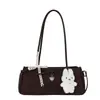 Bolsa Baguete com Laço de Renda da Moda Feminina Nicho Fresco Bolsa Cilindro Redondo Versátil Ombro Único Tendência Moda Pequena Bolsa de Axila