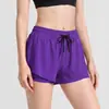 Pantalones de Yoga con Cordón de Secado Rápido Anti-Exposición para Mujer, Estilo Falso de Dos Piezas, Transpirables, de Tres Cuartos, Pantalones de Fitness para Mujer, Estilo Delgado de Verano