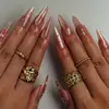 Arte de Uñas Transfronterizo Más Vendido Popular 3D Estéreo Gama Alta Dulce y Fresco Sexy Francés Tallado Arte de Uñas Uñas Postizas
