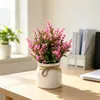 Nueva decoración de planta en maceta de cuerda de cáñamo lavanda de 31 ojos para ambiente de restaurante y bar, flores artificiales y plantas verdes bonsai adorno de escritorio