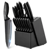 Venta al por mayor del fabricante Yangjiang Acero inoxidable Mango de PP Hogar Juego de cuchillos de cocina Hoja negra Combinación de regalo Juego de cuchillos