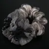 Elástico de cabelo floral estilo coreano, scrunchie elegante, acessório de cabelo de malha para o verão, faixa de cabelo de alta qualidade, ornamento de cabelo elegante para coque em mulheres
