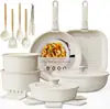 Juego de Utensilios de Cocina Desmontables Transfronterizos, Juego de Utensilios de Cocina Antiadherentes Universales para Estufa, Utensilios de Cocina de Color Sólido Engrosados de Alto Valor