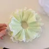 Manzana Verde de Verano ~ Anillo para el Cabello de Encaje Verde Intestino Grande para Mujer Gel de Alta Calidad Marubeni Cabeza Estilo Coreano Adornos de Cabello Extragrandes Atar el Cabello