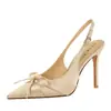 Tacones ultraltos 100-1 europeos y americanos para banquete de mujer, impresionantes sandalias de tiras de punta fina con tacón de aguja y lazo
