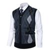 Suéter Abrigo de Punto para Hombre Otoño e Invierno Cuello en V Cárdigan Broche de Caballo Transfronterizo Moda Amazon Jacquard Chaleco Engrosado Tejido
