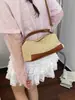 Bolso Cruzado Nuevo Sencillo de un Solo Hombro, Bolso de Paja Versátil Retro, Diseño de Bloques de Color de Moda Nicho, Bolso Tejido Arcoíris