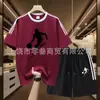 Nuevo Conjunto Deportivo de Algodón Puro Veraniego con Tres Rayas Marca de Moda Conjunto de Camiseta de Manga Corta y Shorts Conjunto de Correr Transpirable para Hombre Conjunto Corto