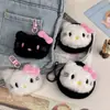 Muñeca Gatito Linda de Peluche con Lazo Negro en Polvo Accesorios para Bolso de Muñeca Monedero Accesorios Colgantes Llavero