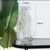 Florero de cristal gris transparente con boca de onda creativa estilo europeo flor de loto bambú rico florero arreglo floral para el hogar