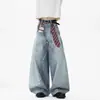 Calça Jeans Tie-Dye Estilo Americano para Homens e Mulheres, Calças de Outono da Moda de Rua Hip-Hop, Calças Largas Tendência