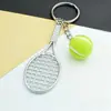 Mini Chaveiro de Raquete de Tênis de Metal Pingente de Bola Pequena Souvenir Periférico Esportivo Pingente de Mochila para Fãs Presente