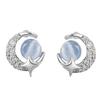 Pendientes de estrella luna Planeta Azul para mujer, pendientes dulces para niña, versátiles, simples, elegantes, con temperamento, pendientes de estrella luna