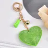 Nuevo Estilo Chanel Corazón de Melocotón Pedrería Cuero Llavero Borla Colgante Llavero Corea del Sur Franela Diamante Llavero