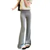 [Chanel] Pantalones casuales de otoño e invierno con forro de polar, holgados, acampanados, de cintura alta, adelgazantes, versátiles, para el trabajo, fitness, yoga, para mujer