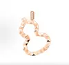 Collar de Calabaza de Gama Alta Chapado en Oro Rosa de 18 Quilates con Colgante de Ágata Roja Natural y Nácar Blanco, Doble Calabaza Incrustada con Diamantes