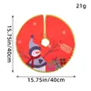 Falda para árbol de Navidad transfronteriza con borde dorado, estampado creativo de Papá Noel, delantal decorativo para base de árbol de Navidad