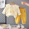Conjunto de Roupa de Primavera para Meninas 2026 Novo Estilo Infantil Roupa de Manga Comprida de Primavera e Outono Conjunto de Duas Peças Roupas da Moda Tendência para Bebês Meninas