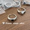 Diseño Nicho Coreano Joyería de Alta Gama Plata de Ley S925 Ágata Negra Anillo Abierto en Forma de Corazón para Niñas