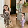 Conjunto Fresco de Camisola con Estampado Floral para Niñas con Pantalones Largos, Nueva Moda de Verano, Ropa Infantil de Comercio Exterior, Venta al por Mayor para Edades 3-8