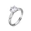 Anillo de plata de ley 925 con circonita de seis garras para mujer, apertura de 1 quilate, anillo de pareja, propuesta de boda, anillo de diamantes, regalo