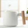 Taza Cerámica Minimalista Mango Madera Escandinavo Taza Agua Literaria Taza Café Leche Regalo Evento Festivo Logo