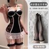 Lencería Sexy con Vestido Camisola de Encaje, Uniforme Escotado en V Profundo, Set Estilo Abstinencia, Ropa de Dormir Qqny