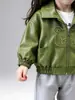 Chaqueta Abrigo de Cuero para Niños 2026 Primavera Otoño Estilo Coreano Casual para Niños Pequeños y Medianos Chaqueta de Cuero Oso Pequeño Top 26150