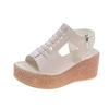 Sandálias femininas salto cunha verão novo 2024 sapatos femininos boca de peixe zíper lateral solto sapatos romanos atacado feminino 43 jardas 7cm