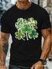 St Masculino Transfronterizo 2025. Camiseta del Día de San Patricio Forma Geométrica de Trébol de Cuatro Hojas Impresión Impresión Mangas Cortas