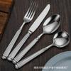 Juego de Cuchillo, Tenedor y Cuchara Romanos, Acero Inoxidable 304, Cubiertos Gruesos Estilo Occidental, Estilo Europeo y Americano Transfronterizo, Juego Resistente de Cuchillo para Bistec, Tenedor y Cuchara