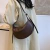 Bolso de hombro informal de color sólido para mujer, bolsa de hombro de PU suave, de gran capacidad, estilo coreano, sencillo, para la axila, 2025