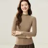 Elegante e atemporal~Suéter 100% caxemira pura para mulheres, gola alta discreta, caimento justo, malha para outono e inverno