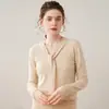 Suéter de Cachemir Puro para Mujer, Corte Ajustado con Cuello en V de Cinta, Tejido Cálido, Corte Holgado, Adelgazante, Elegante