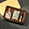 Isqueiro Querosene Bronze Vintage Estojo de Ferro Dourado Boca de Cigarro Querosene Conjunto de Três Peças Bronze Gravado a Laser
