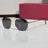 Ct0459 Óculos de Sol Redondos Sem Aro de Metal Titânio de Luxo para Homens, Óculos de Sol Fashion Transfronteiriços para Mulheres, Óculos de Sol Frescos para Férias Ct