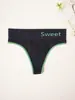 Fornecimento Exclusivo Transfronteiriço de Tanga Color Block com Letras Rosqueadas para Mulheres, Calcinha Sem Costura, Respirável, Alta Elasticidade, Amigável à Pele, Multicor, Sexy
